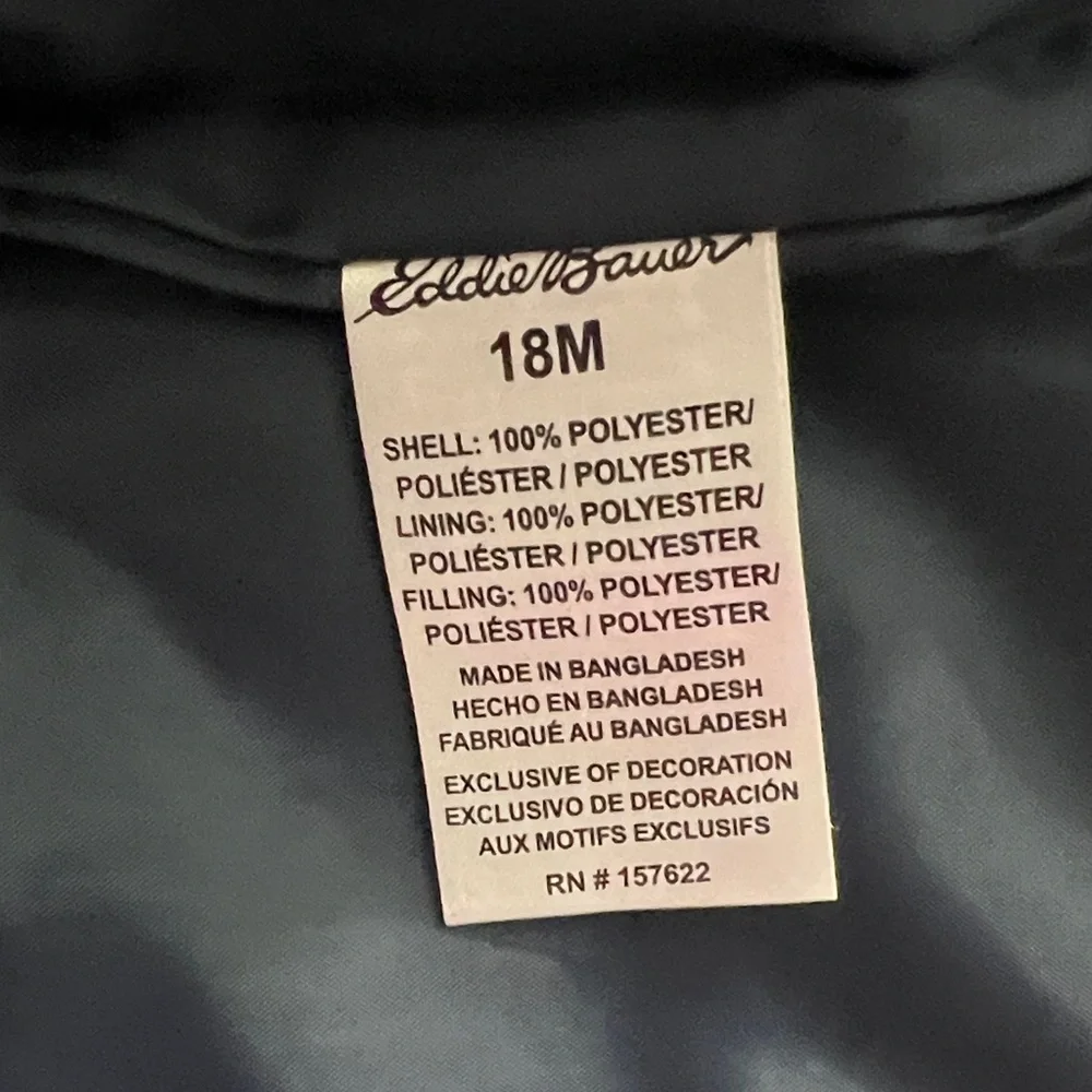 Lands' End Kids Navy, White & Olive Puffer Vest with Yellow Zipper - Picture 4 of 5